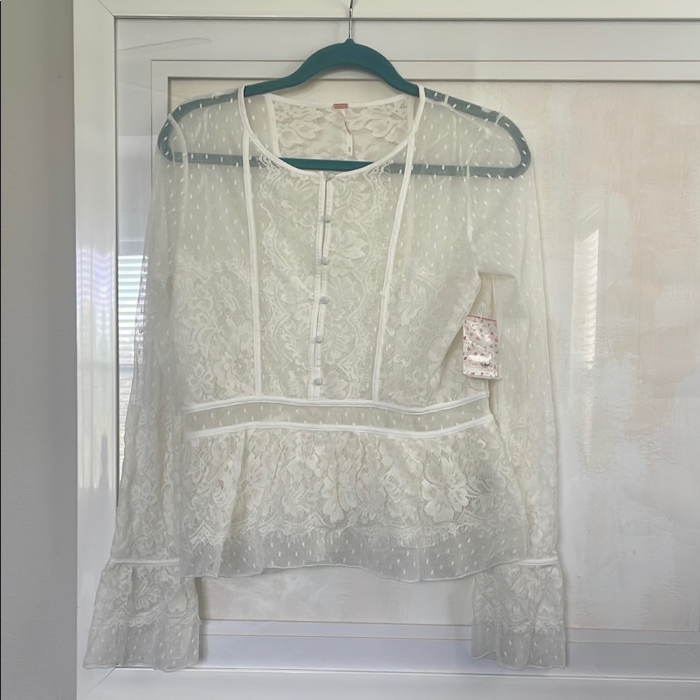 NWT Free People white blouse -size M